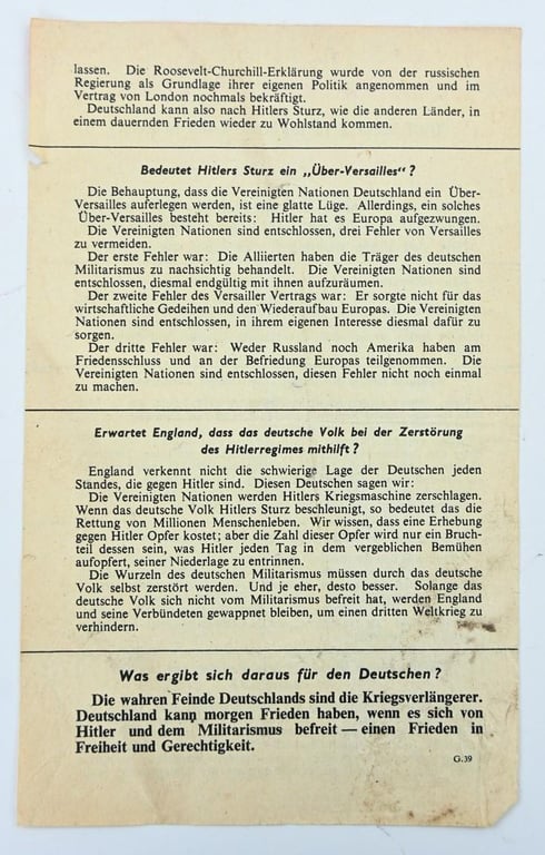 Allied WW2 Droppingsflyer 'Nach Hitlers Sturz'