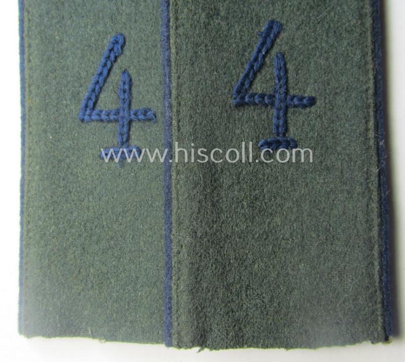 Pair of early-war-period WH (Heeres), 'M40-pattern (rounded-styled and neatly 'cyphered') EM-type shoulderstraps as was intended for a: 'Soldat des Sanitäts-Abtlgs. 4'