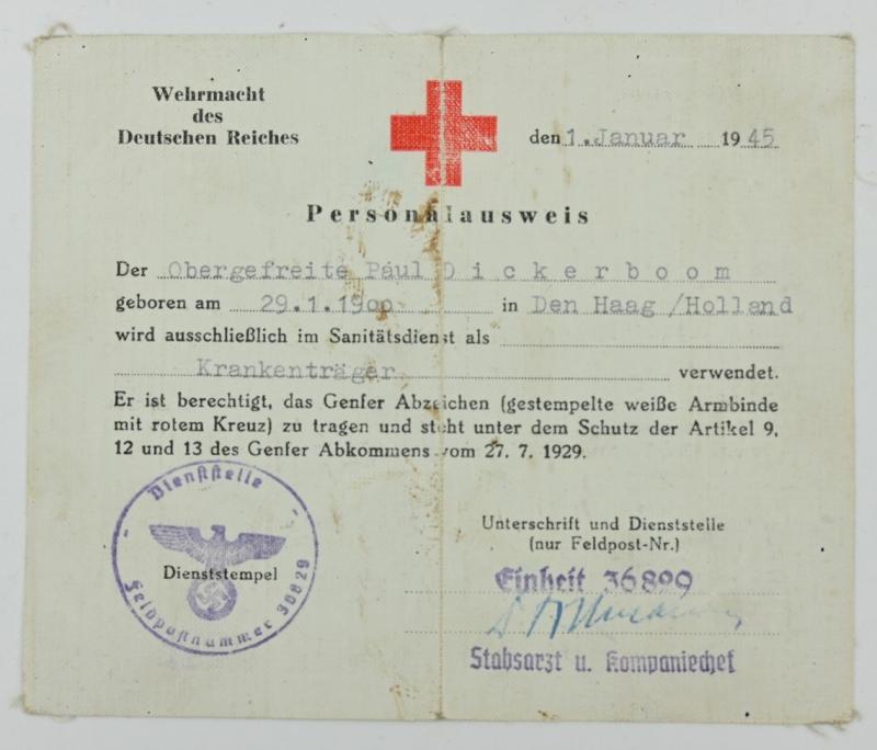 Dutch medic WH Membercard 'Paul Dickerboom'