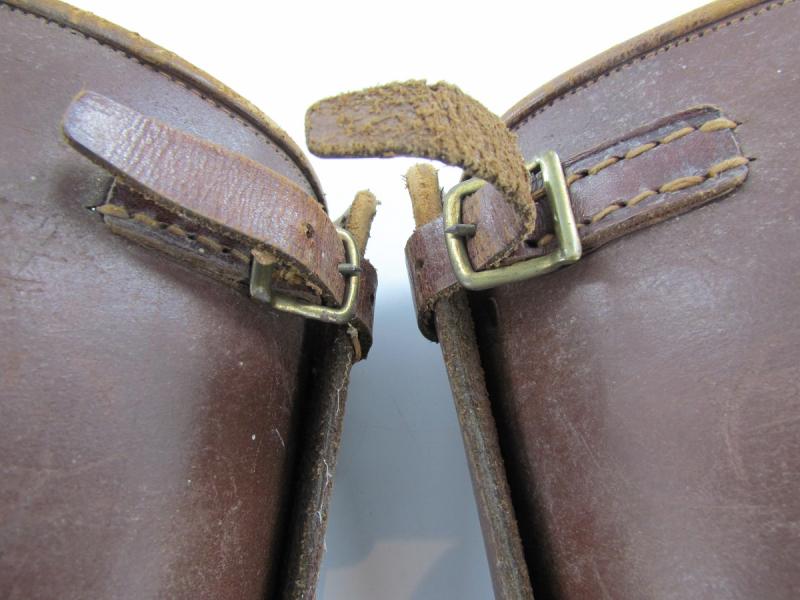 WHSS Cavalry leather gaitors, maker marked!