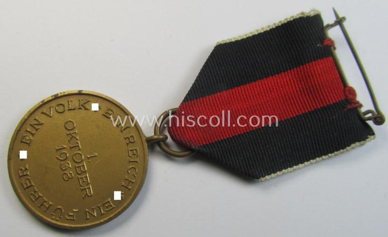 Attractive, WH Czech-occupation- (ie. 'Anschluss'-) medal: '1. Oktober 1938' being a neat (albeit minimally tarnished) example that came as issued and/or recently found
