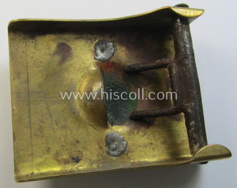 Neat - albeit unmarked and typically regular-sized! - example of a pre-war-period, SA (ie. 'Sturmabteilungen') copper- (ie. 'messing'-) based belt-buckle being a 'variant'-pattern- (ie. 'two-pieced'-) specimen