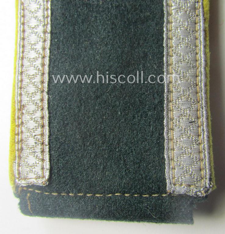 Single, early-war-period so-called: 'M36 o. M40'-pattern, WH (Heeres) NCO-type shoulderstrap as piped in the bright-yellow-coloured branchcolour as was intended for usage by an: 'Unteroffizier der Nachrichten-Trpn.'