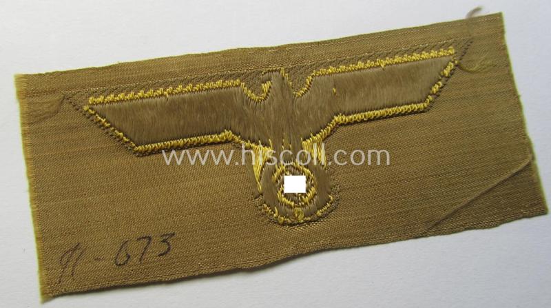 Attractive, WH (KM) 'tropical-issue' (ie. DAK or: 'Deutsches Afrika Korps'-related-) side-cap-eagle as executed in 'BeVo'-weave-pattern (that comes in an overall very nice- ie. 'virtually mint' condition)