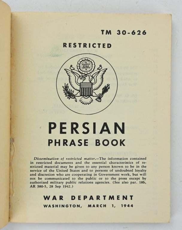 US WW2 Persian Phrase Book