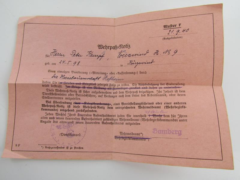 Pre-War Early Type Wehrpass With Cover