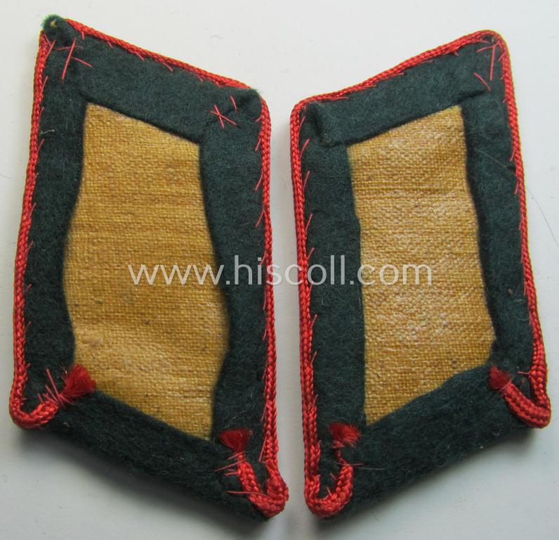 Superb - and fully matching and/or scarcely encountered! - pair of WH (Heeres) machine-embroidered, high-ranked officers'-type collar-patches as was intended for - and with certainty worn by! - a: 'Wehrmachtsbeamte des höheren Dienstes'