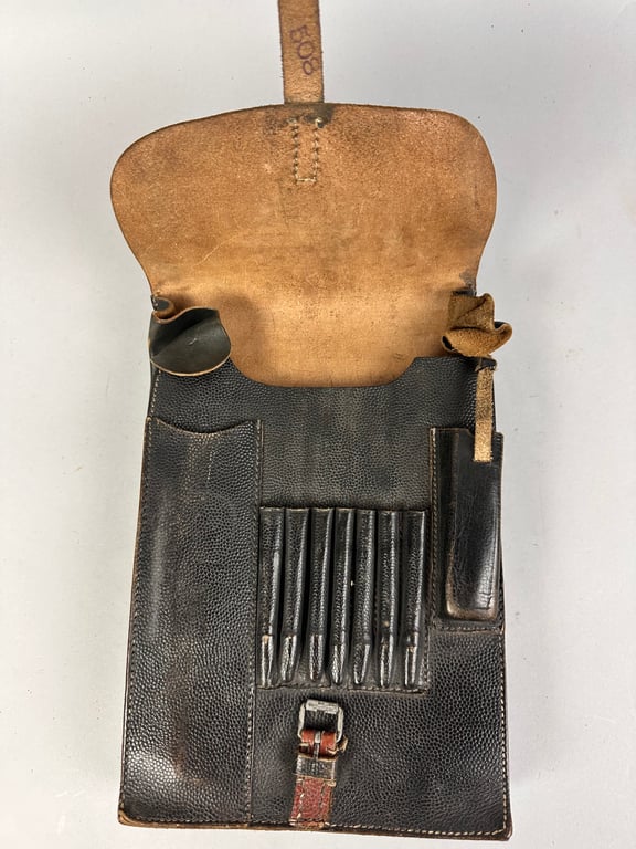 Original German WWII Black Leather Mapcase