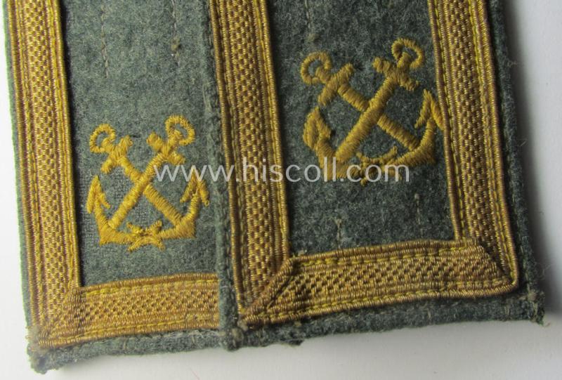 Fully matching pair of neatly 'cyphered'- (and I deem mid- ie. somewhat later-war-period!) WH (Kriegsmarine) NCO-type shoulderstraps as was intended for usage by an: 'Unterfeldwebel eines Küsten-Artillerie-Rgts.'