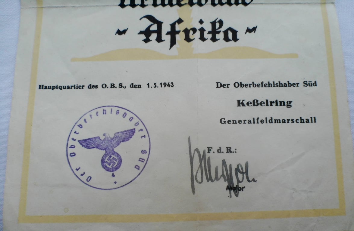 WWII German “AFRIKA” Ärmelband Afrika