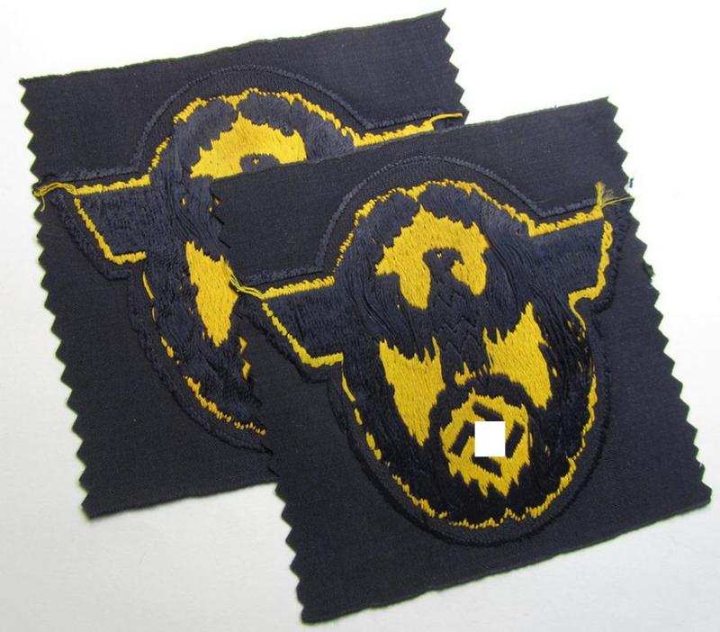 Attractive, golden-yellow-toned- (and/or neatly 'BeVo'-woven!) arm-eagle (ie. 'Wasserschützpolizei-Ärmeladler') as was intended for usage on the various, darker-blue-coloured: 'Wasserschützpolizei'-tunics