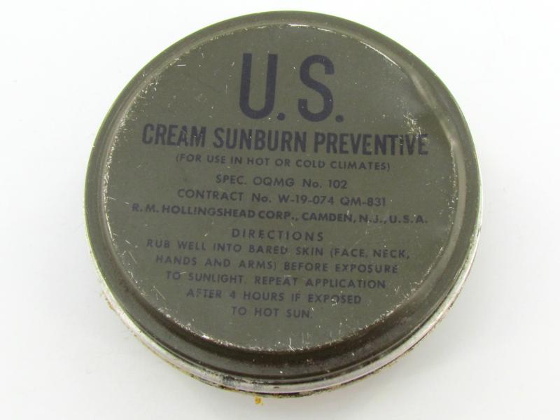 US WWII era Sunburn Cream in metal can