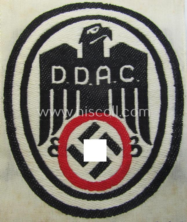 Unusually seen - somewhat smaller-sized! - so-called: D.D.A.C. (ie. 'Der Deutsche Automobil Club'-) related multi-coloured eagle-device as executed in 'BeVo'-weave pattern (that comes in a 'virtually mint- ie. unissued' condition)