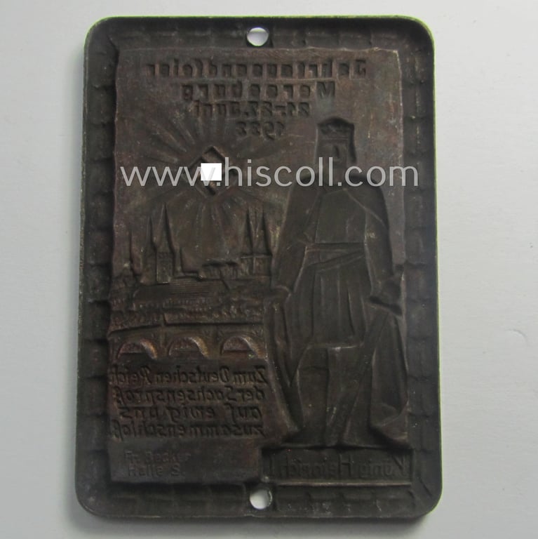 Superb - very detailed and most certainly scarcely found! - neatly golden-bronze-coloured (and I deem 'bronze'-based-) so-called: 'door-plaque' (ie. 'Türplakette') entitled: 'Jahrtausendfeier Merseburg - 21. 27. Juli 1933'