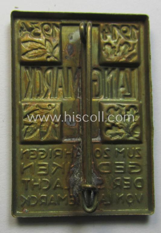 Attractive - and unusually found! - early-period, veteran-association-related 'tinnie' (ie. 'Tagungs- o. Veranstaltungsabzeichen') showing the text: 'Zum 20 jährigen Gedenken der Schlacht von Langemarck - 1914-1934'