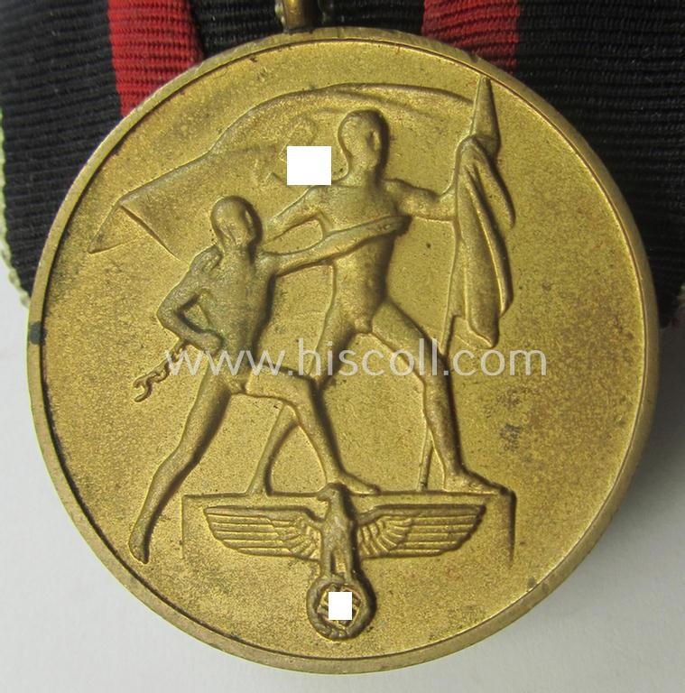 'Einzelspange' (ie. single-pieced medal-bar) showing a Czech 'Anschluss'- (ie. occupation-) medal: '1 October 1938'