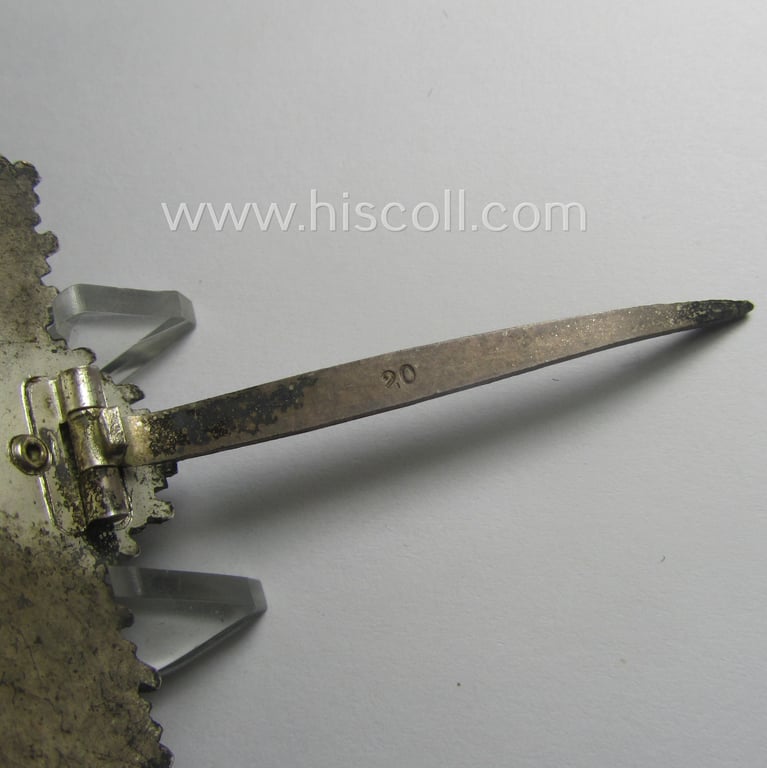 Stunning, neatly maker- (ie. '20'-marked-) example of WH (Heeres, LW etc.) 'Deutsches Kreuz in Silber' (or DKiS) being a (regular- ie. 'light-weight') piece that was produced by the: 'C.F. Zimmermann'-company
