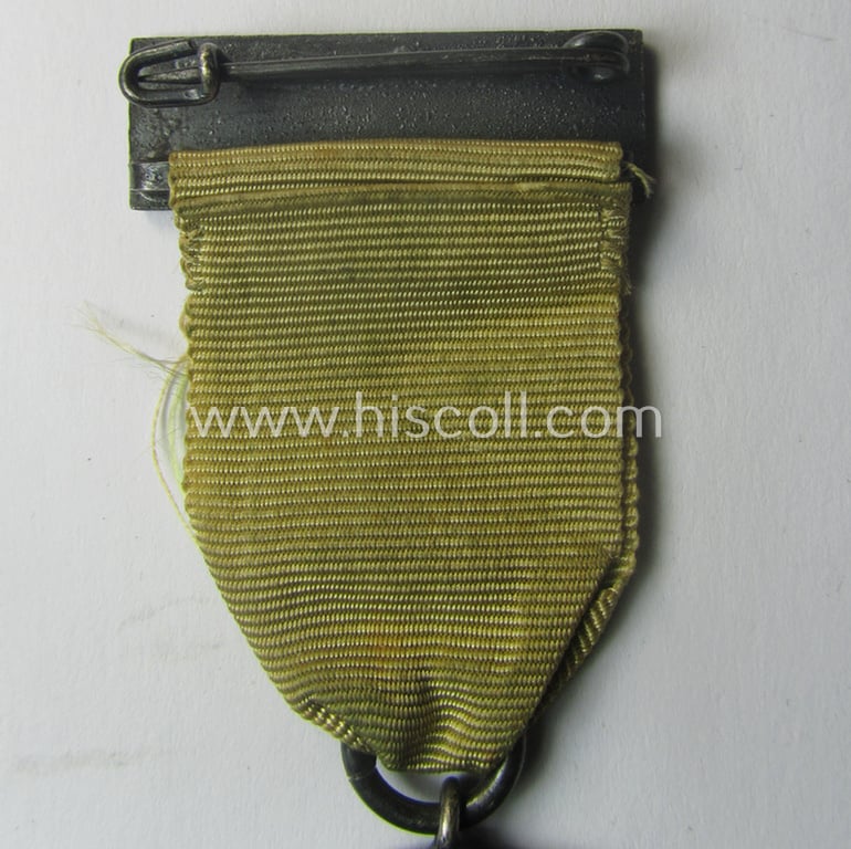 Silverish-grey-toned, typical 'Reichsnährstand'- (ie. 'RNSt.'-) related, (portable) loyal-service-award entitled: 'Reichsnährstand - Landesbauernschaft Ostpreussen - Für 10 Jahre Pflicht und Treue'