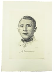 German Portrait Print/Litho of Flying Ace Max Immelmann...