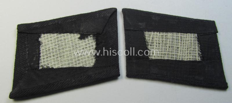 Stunning, Waffen-SS, EM- (ie. NCO-) pattern collar-tab set ('Kragenspiegelsatz') comprising of a runic tab and truly rarely seen rank-tab (both examples as executed in so-called: 'BeVo'-weave pattern)