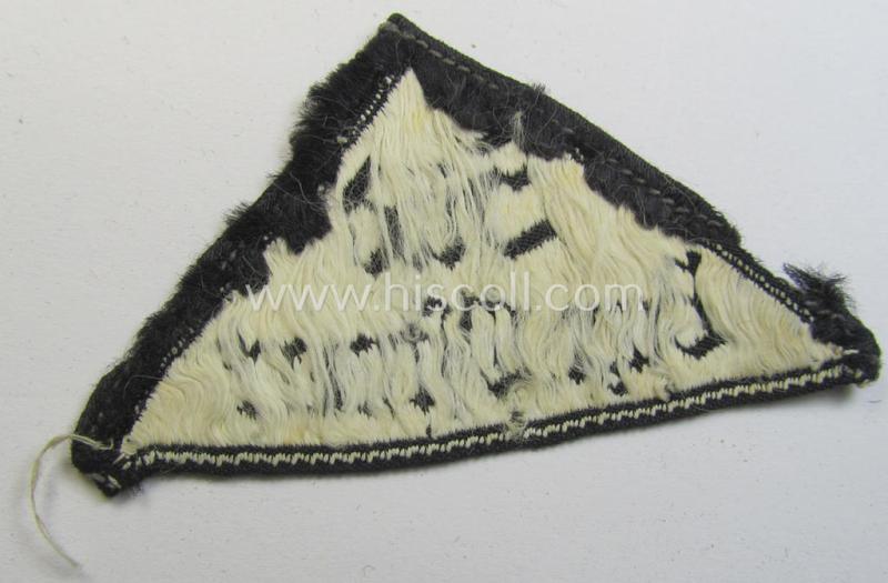 Truly used- and/or tunic-removed, 'HJ' ('Hitlerjugend') ie. 'BDM' ('Bund Deutscher Mädel') district-triangle (ie. 'Gebietsdreieck') entitled: 'Süd Bayr. Ostmark' (being a clearly used example that is void of an 'RzM'-etiket)