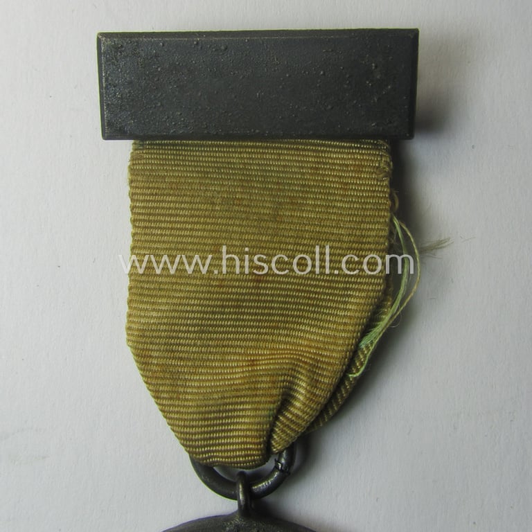 Silverish-grey-toned, typical 'Reichsnährstand'- (ie. 'RNSt.'-) related, (portable) loyal-service-award entitled: 'Reichsnährstand - Landesbauernschaft Ostpreussen - Für 10 Jahre Pflicht und Treue'