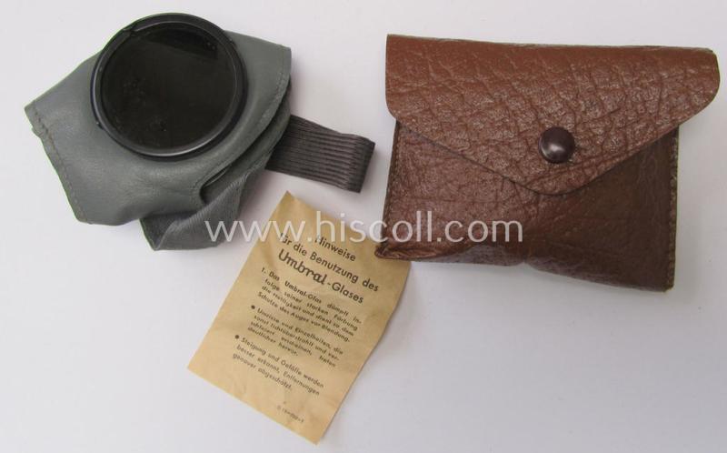 Neat - and fully complete! - 'standard'-issue pair of WH sun- (ie. protective-) glasses (of the make ie. type: 'Zeiss- Umbral') that came stored in their period, typical, brown-coloured- and/or 'plastic-like' pouch ie. etui