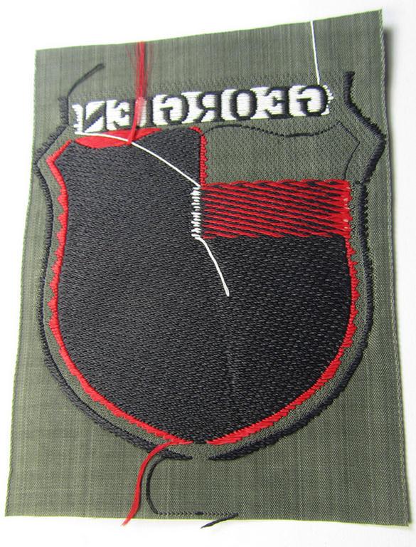 'BeVo'-type armshield entitled: 'Georgien' (being a 'virtually mint- ie. unissued' example as intended for a volunteer who served within the 'Deutsche Wehrmacht' ie. within the 'Georgisches Legion')