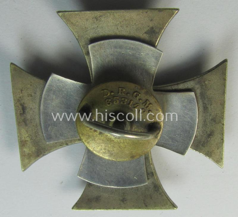 WWI-period Iron Cross 1st class (or: 'EK 1. Klasse') being a typical non-maker-marked example that comes mounted onto its (unusual!) and functional 'screw-back'- (ie. 'an der Schraube'-) set-up