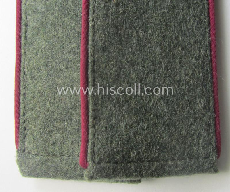 Sligthly mis-matched pair of early- (ie. mid-) war-period so-called: 'M40 o. M43'-pattern, WH (Heeres) EM-type shoulderstraps as piped in the 'bordeaux'-coloured branchcolour as intended for a: 'Soldat eines (Nebel)Werfer-Rgts. o. Abtlgs.'