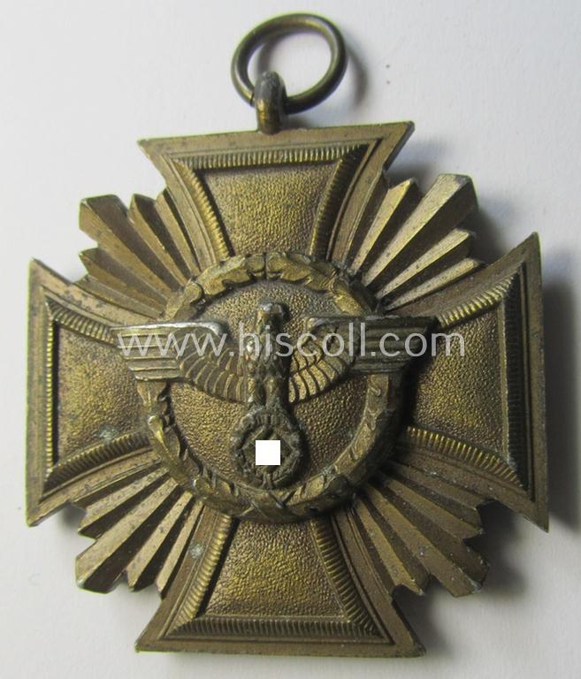 Attractive, 'N.S.D.A.P. Dienstauszeichnung in Bronze' (ie. being of the '3. Stufe für 10 Jahre treue Dienste') being a non-maker-marked- (and so-called: 'heavy-weight'!) example that comes together with its period ribbon (ie. 'Bandabschnitt')