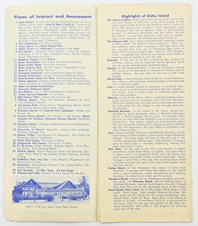 US WW2 Pearl Harbor YMCA Guide