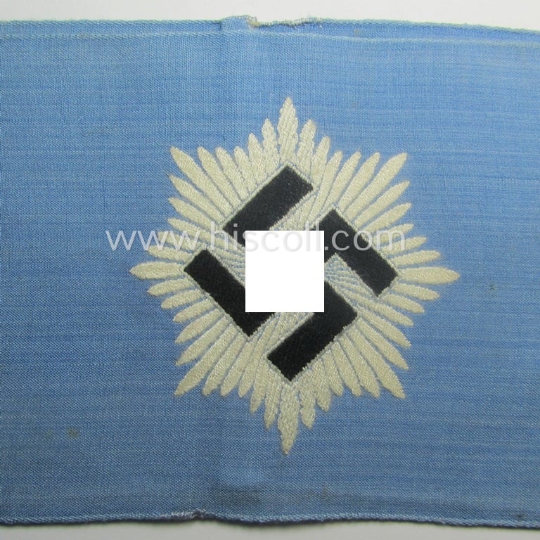 Light-blue-coloured and neatly 'BeVo'-woven, so-called: RLB (or: 'Reichsluftschutzbund') 'Amtsträger'-armband depicting the typical 'RLB'-logo (without lettering)