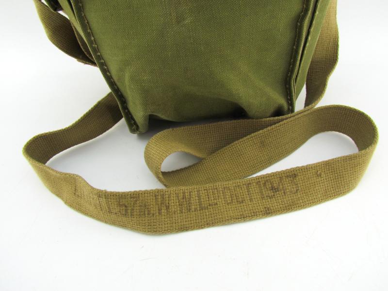 British WWII second model Gasmask Bag + Mask + contents 1943