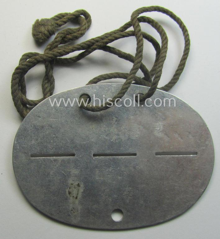 Aluminium-based, WH (LW) ie. 'Flieger o. Kampfgeschwader'-related ID-disc bearing the clearly stamped- and/or: 'coded'-unit- ie. 'MOB'-designation that reads: '65102' (and as such belonging to the: '3./KG 51')