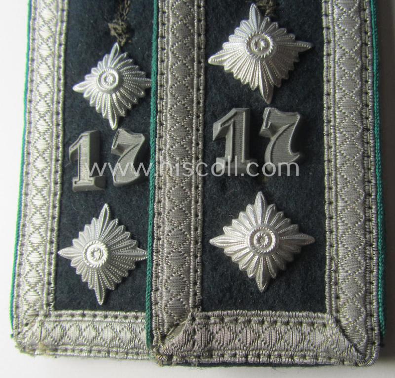 Pair of WH (Heeres) NCO-type (ie. 'M36- o. M40'-pattern) 'cyphered' shoulderstraps: 'Oberfeldwebel des Jäger-Regiments 17 (L)'