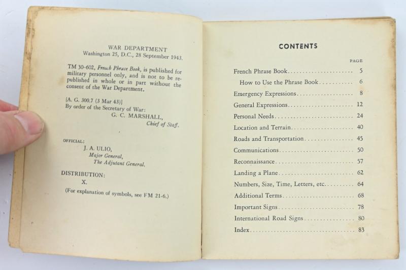 US WW2 French Phase Book 1943