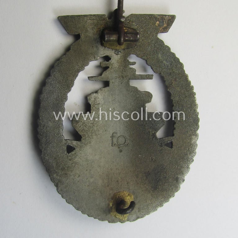 WH (KM) 'Flottenkriegsabzeichen' being zinc- (ie. 'Feinzink'-) based example by the 'Friedrich Orth'- (ie. 'FO'-) company