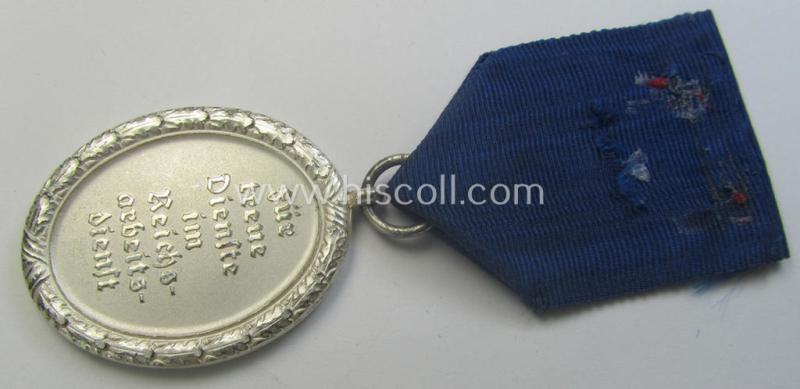 RAD (ie. 'Reichsarbeitsdienst') so-called: 'Dienstauszeichnung 3. Stufe für Männer' (as was intended for 12 years loyal-service) and that came mounted onto its period piece of ribbon (ie. 'Bandabschnitt')