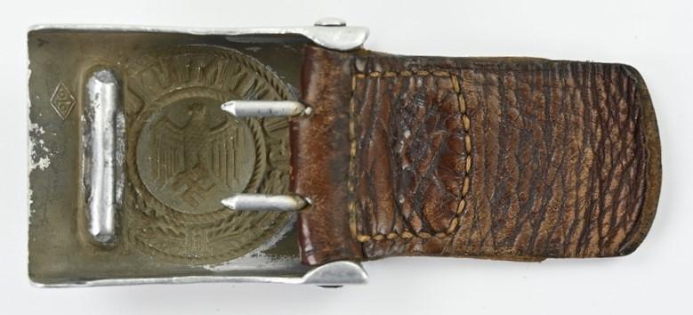German WH Combat Beltbuckle with Leather Tab 1937 'Overhoff & Cie'