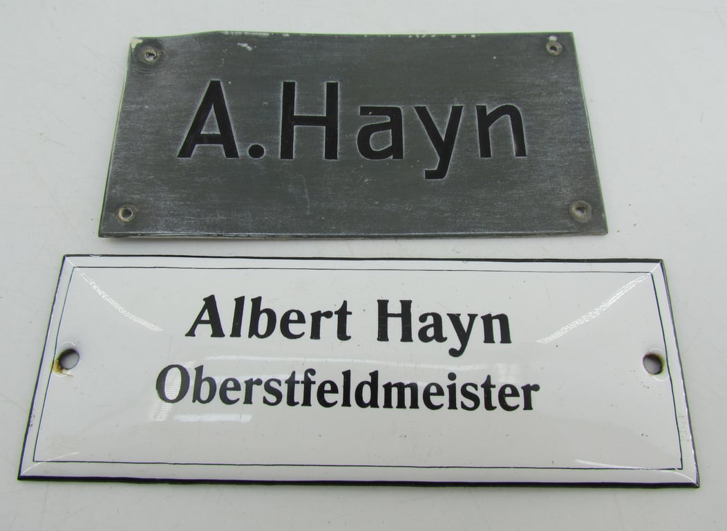 RAD (Reichsarbeitsdienst) Oberstfeldmeister Albert Hayn – Personal Name Plates