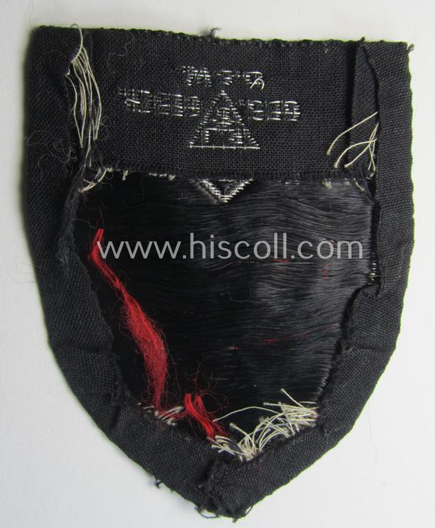 Attractive - and actually very scarcely encountered! - officers'-pattern, so-called: RAD (ie. 'Reichsarbeitsdienst') sleeve-badge (or: 'Dienststellenabzeichen') bearing the specialist-designation: 'XXVII A'