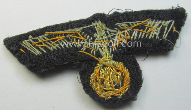 WH (Kriegsmarine) officers'-type, hand-embroidered visor-cap-eagle (ie. 'Schirmmützenadler für Offiziere der KM') as intended for usage on the various naval, officers'-pattern visor-caps