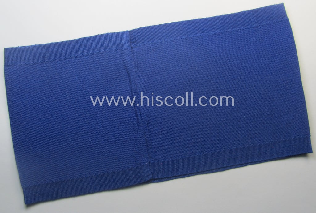 Attractive - and scarcely found! - EM- (ie. NCO-) pattern, 'Reichsluftschutzbund' (ie. 'RLB'-) service-armband showing a period-attached capital 'O'-character as was intended for usage by a member serving as an: 'RLB-Ortner' (ie. caretaker)