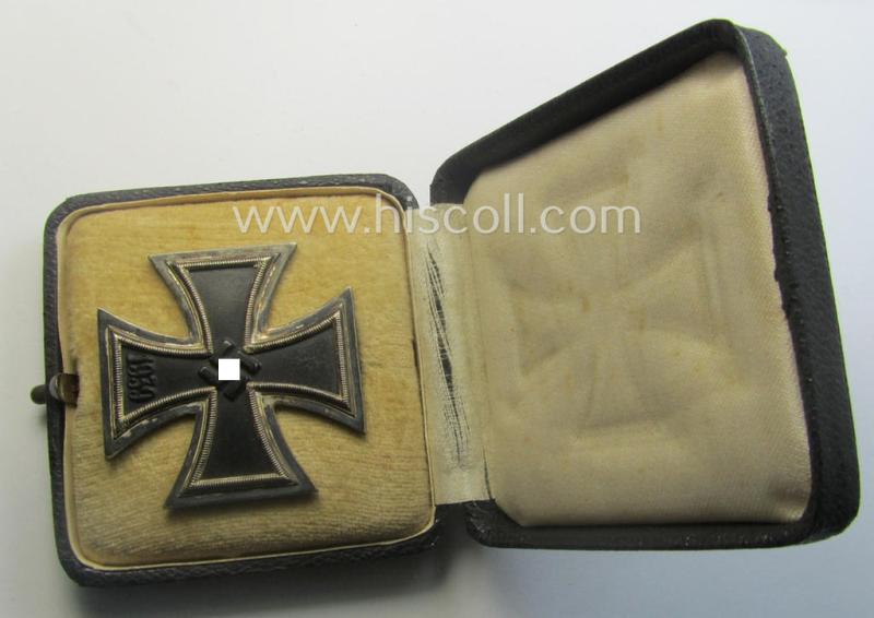 'Eisernes Kreuz 1. Klasse' (ie. Iron Cross 1st class) being an (I deem) early-war-period-produced (albeit non-maker-marked) example that comes complete in its specific (luxuriously-styled!) etui as issued and/or recently found