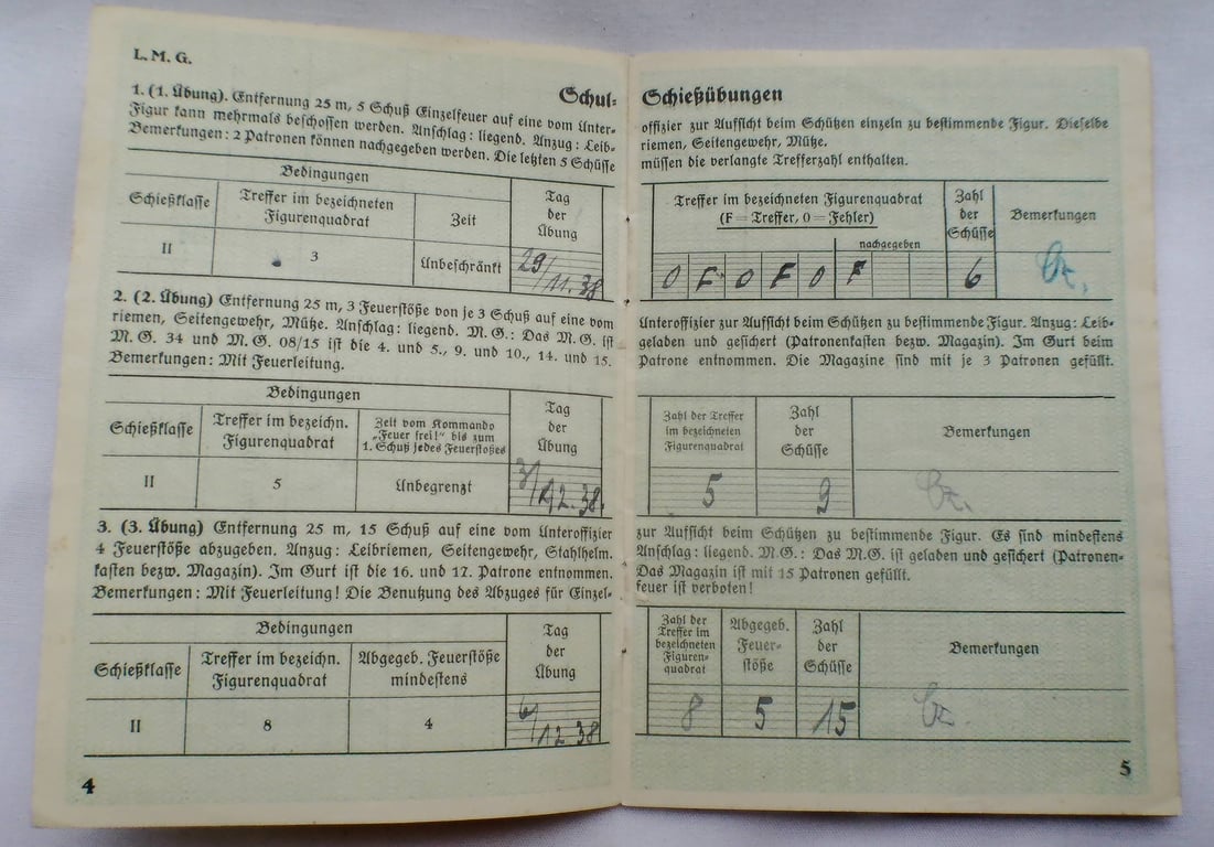 German Heer Shooting record book (Schießbuch für Erg. Schützen Kompanie)