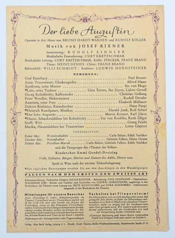 German Third Reich Theather Program Wien