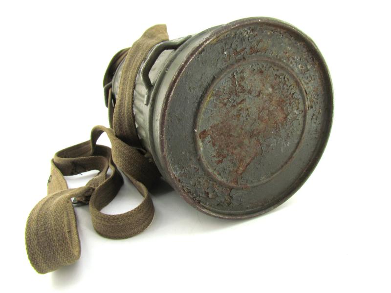 Wehrmacht Early Short Gasmask Cannister With Straps