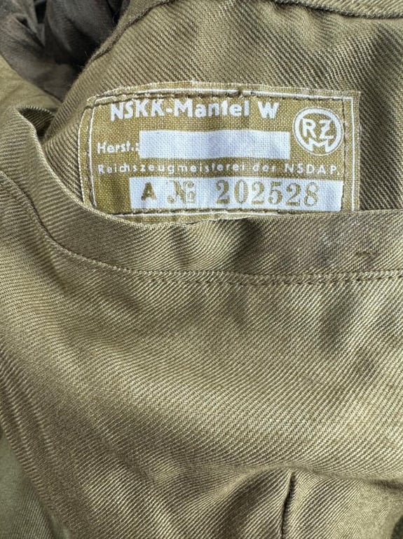 NSKK Greatcoat Complete with insignia....Rare