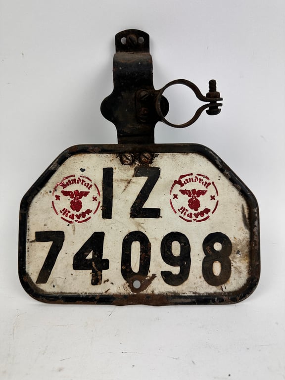 Orginal WW2 German license plate motorcycle